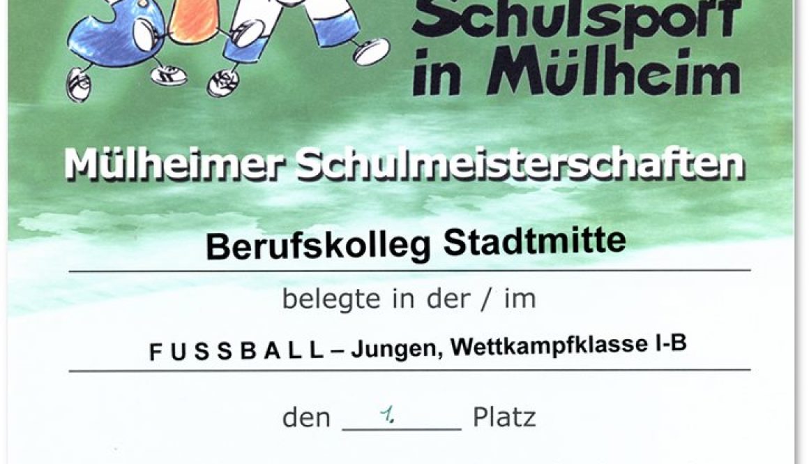 Mülheimer Schulmeisterschaften 2011 - Urkunde
