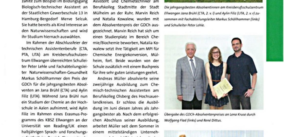 „GDCh-Absolventenpreise 2016“ – Nachrichen aus der Chemie 10/2016