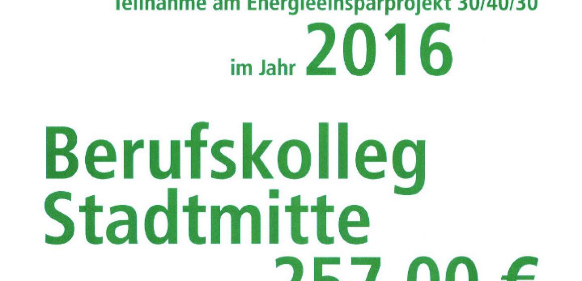 Urkunde Energiesparprojekt 2016
